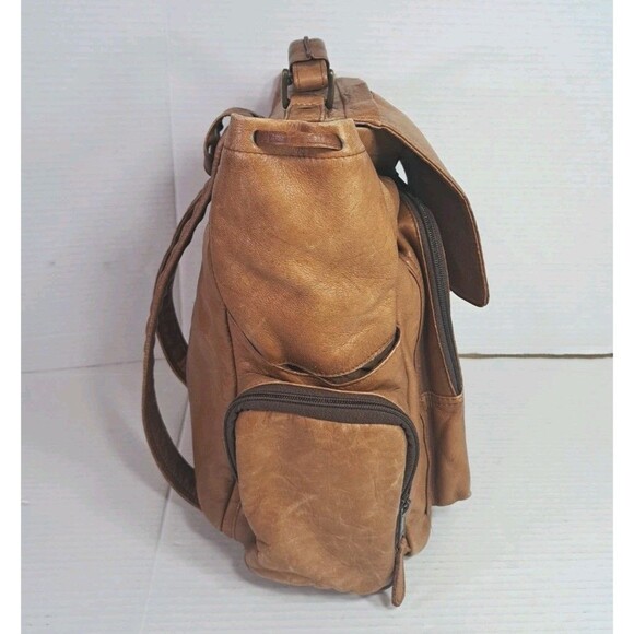 Genuine Leather Tan Backpack Made in Colombia – 16×15×4" Unisex Travel Rucksack - Picture 2 of 13